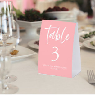 Blush Pink Wedding Table Number  Paper Table Tent