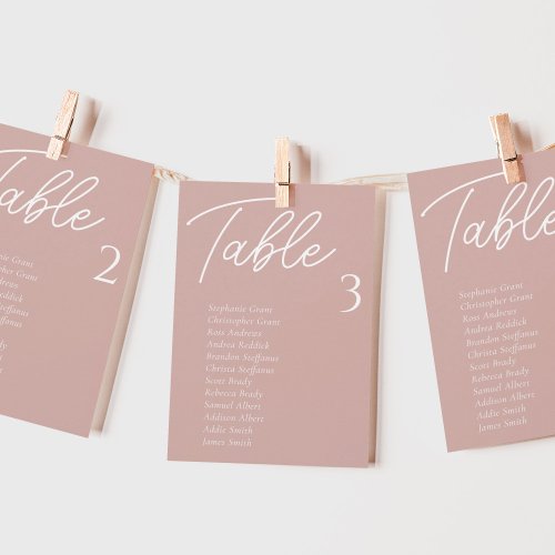 Blush Pink Wedding Table Seating Chart Cards