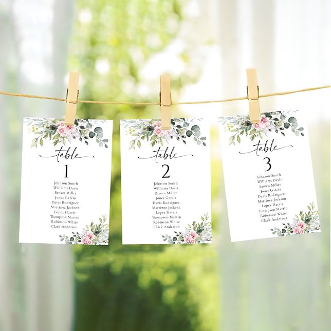 Blush Pink Wedding Table Seating Chart Cards (Creator Uploaded)