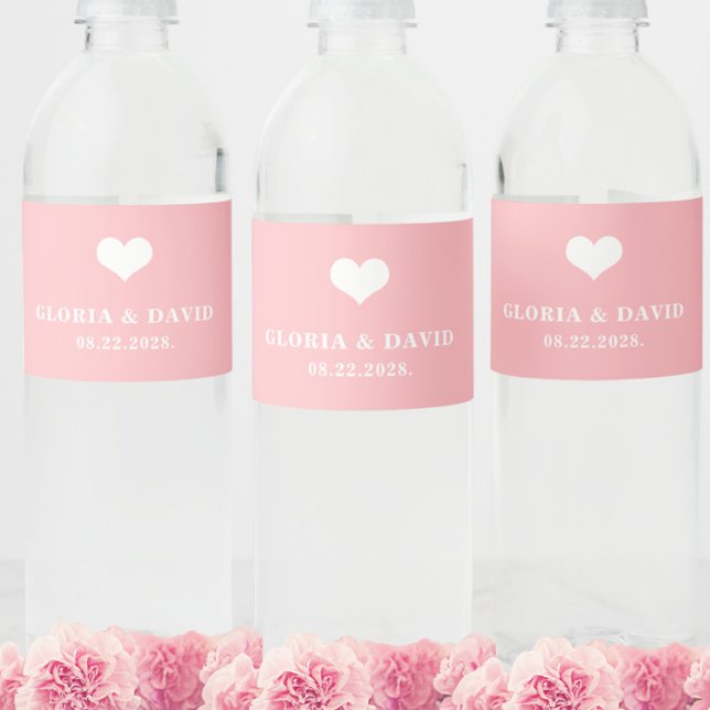 Blush Pink Wedding  Water Bottle Label (Creator Uploaded)
