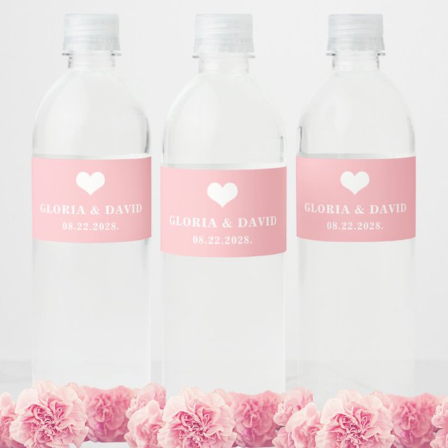 Blush Pink Wedding  Water Bottle Label (Creator Uploaded)