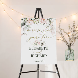 Blush Pink Wedding Welcome Sign, Pink Rose Welcome Foam Board