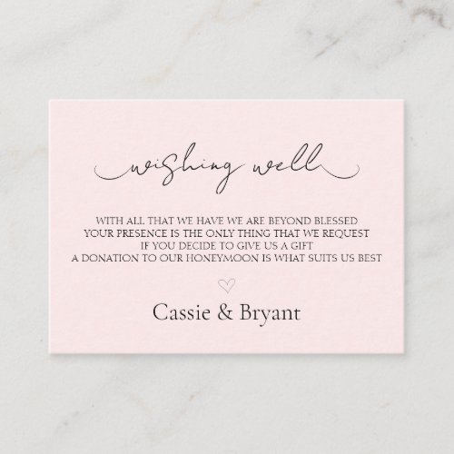 Blush Pink Wedding Wishing Well Enclosure Card