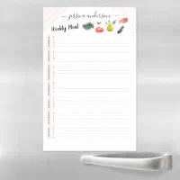 Pink A4 Wipe Clean Metal Magnetic Weekly Meal Planner - Home Family Kids  Food