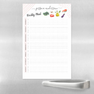Blush Pink   Weekly Meal Planner Personalized Magnetic Dry Erase Sheet