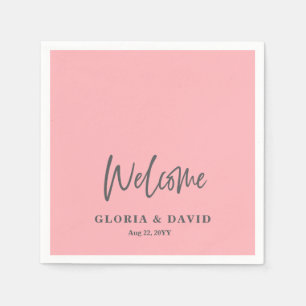 Blush Pink Welcome Wedding  Napkins