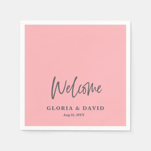 Blush Pink Welcome Wedding  Napkins (Front)