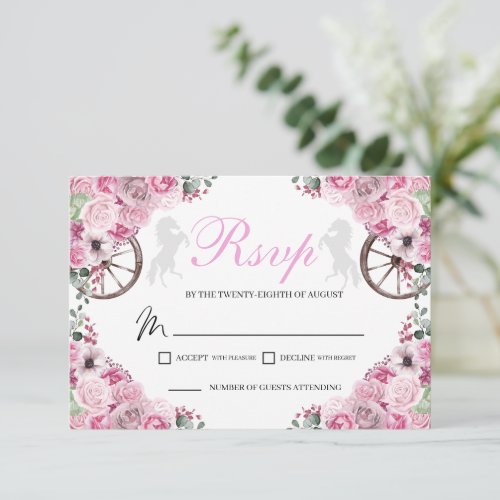 Blush Pink Western Quinceanera RSVP Card