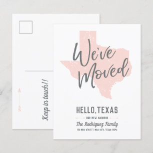 Blush Pink We've Moved - Texas Announcement Postcard