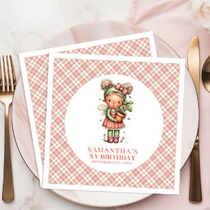 Blush Pink Whimsical Fairy Flowers 4th Birthday  Paper Dinner Napkins