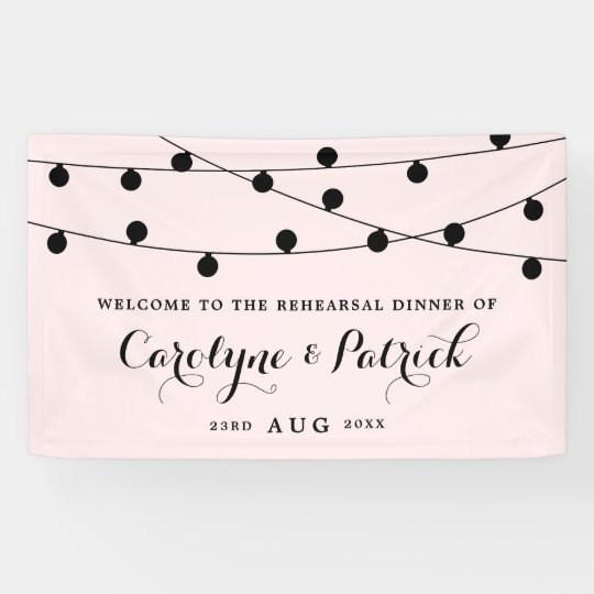 Blush Pink Whimsical Fairy Lights Rehearsal Dinner Banner Zazzle Com