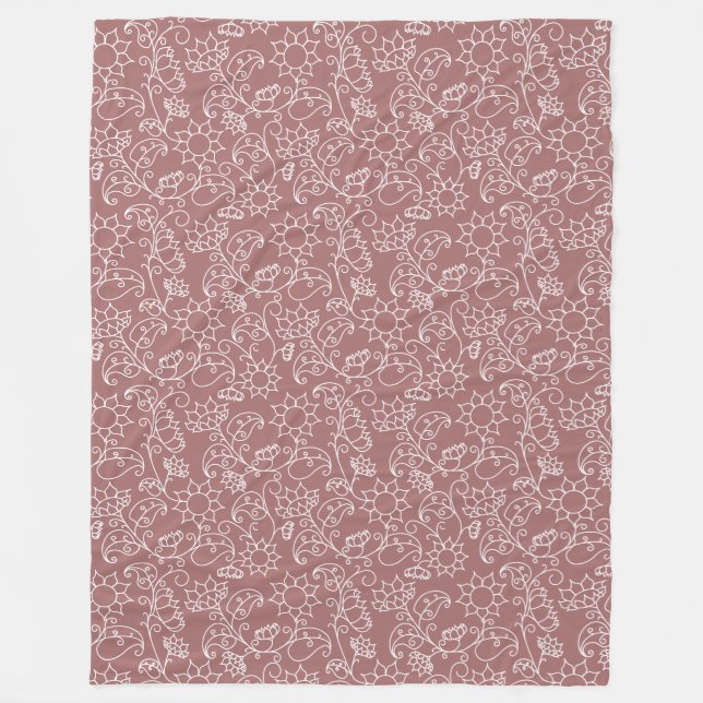 Blush Pink Whimsical Floral Sherpa Blanket (Front)