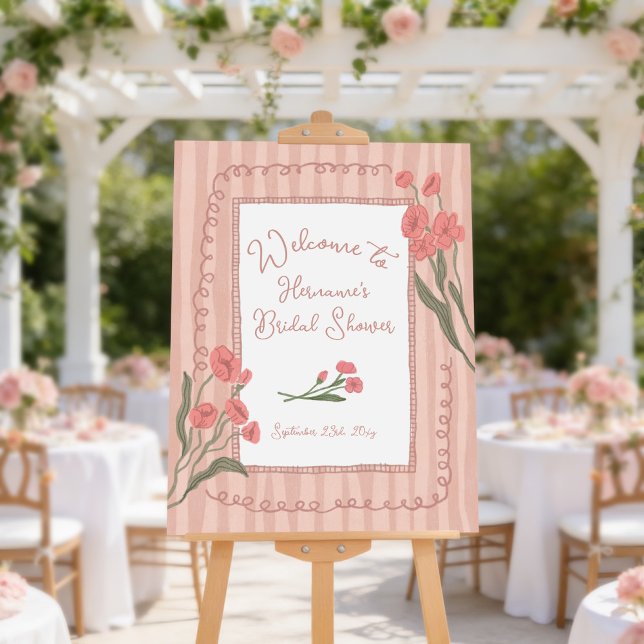 Blush Pink Whimsical Garden Bridal Shower Welcome Foam Board (Creator Uploaded)