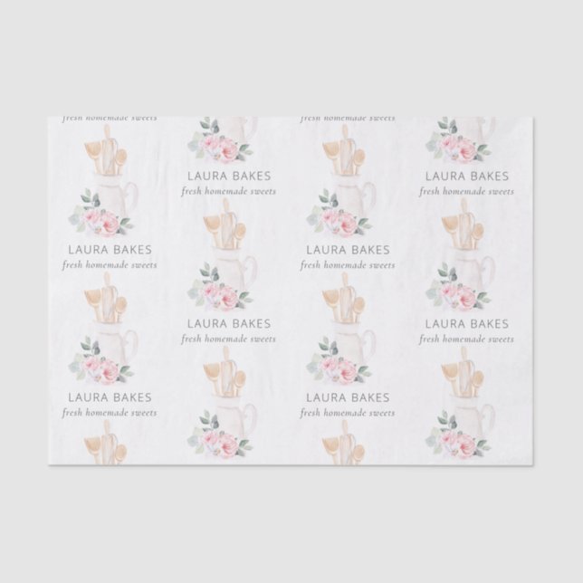 Blush Pink Whisk Spatula Spoons Baking Utensils  Tissue Paper (Front)