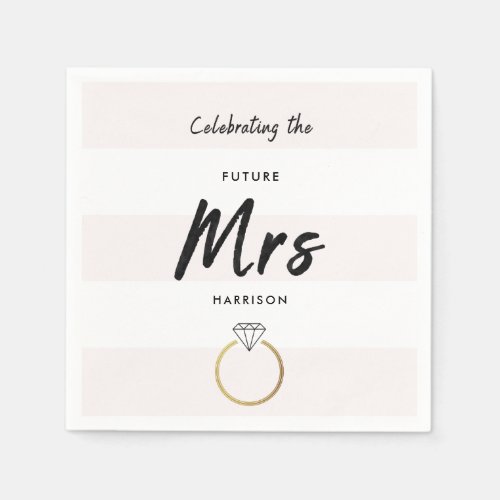 Blush Pink White 3 Stripe Future Mrs Bridal Shower Napkins