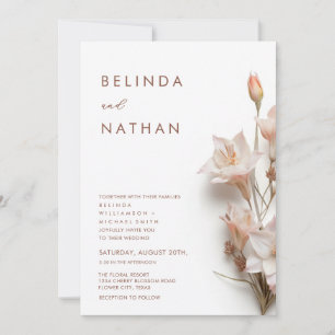 Blush Pink White 3D Flowers  Invitation