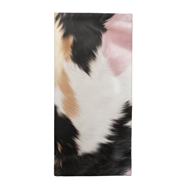 Blush Pink White Black Cowhide Animal Cloth Napkin (Half Fold)
