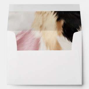 Blush Pink White Black Cowhide Animal Envelope