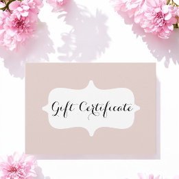 Blush Pink White Business Gift Certificate Card