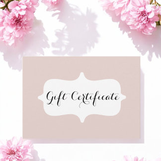 Blush Pink White Business Gift Certificate Card