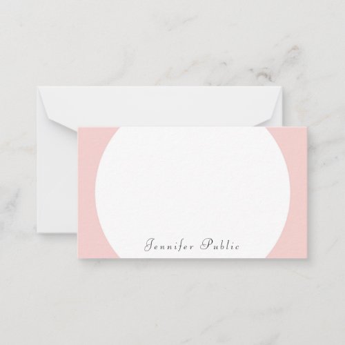 Blush Pink White Calligraphed Modern Trendy Note Card