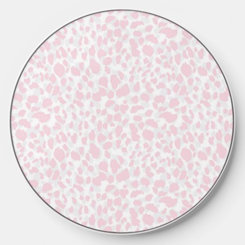 Blush Pink  White Cheetah  Wireless Charger