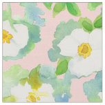 Blush Pink White Cherokee Rose Fabric