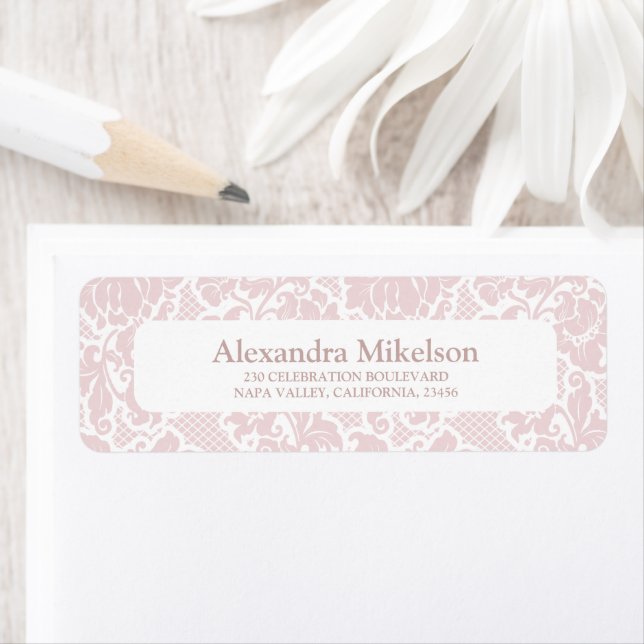 Blush Pink White Chinoiserie Floral Bridal Shower  Label (Insitu)