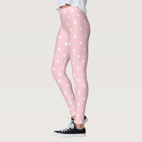 Blush Pink White Circles Dots Stylish Template Top Leggings