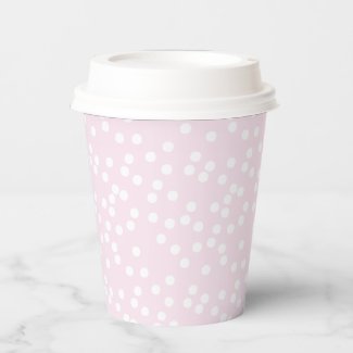 Blush Pink & White Confetti / Polkadots Paper Cups