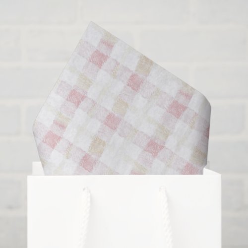 Blush Pink White Cream Plaid Stripes Bridal Shower Tissue Paper