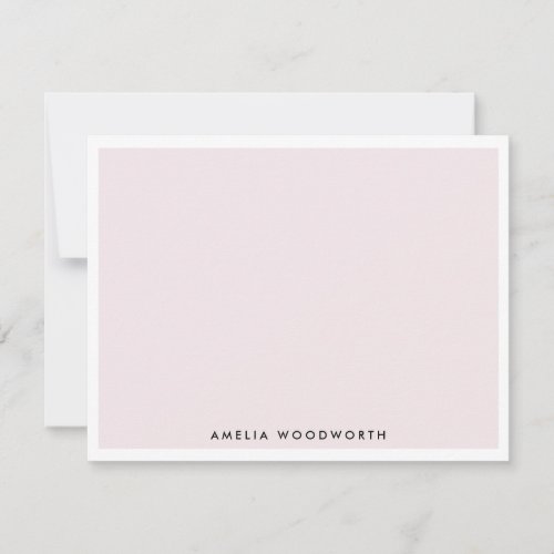Blush Pink White Elegant Classic Luxury Minimalist Note Card