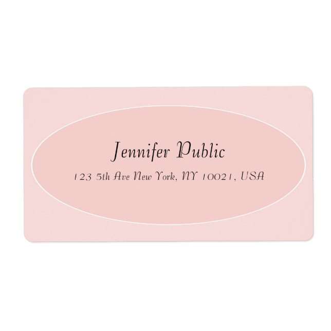 Blush Pink White Elegant Modern Hand Script Trendy Label (Front)