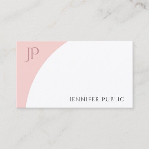 Blush Pink White Elegant Modern Monogram Template Business Card