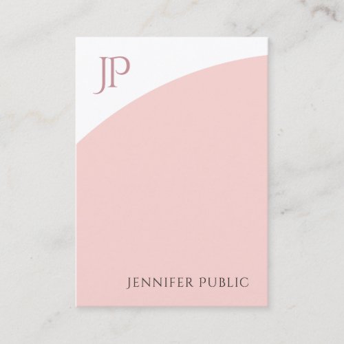 Blush Pink White Elegant Modern Monogram Template Business Card