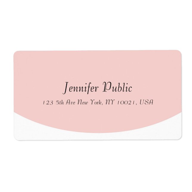 Blush Pink White Elegant Modern Script Template Label (Front)