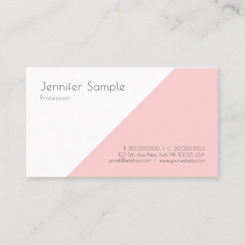 Blush Pink White Elegant Modern Simple Template Business Card