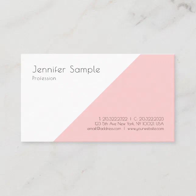 Blush Pink White Elegant Modern Simple Template Business Card | Zazzle
