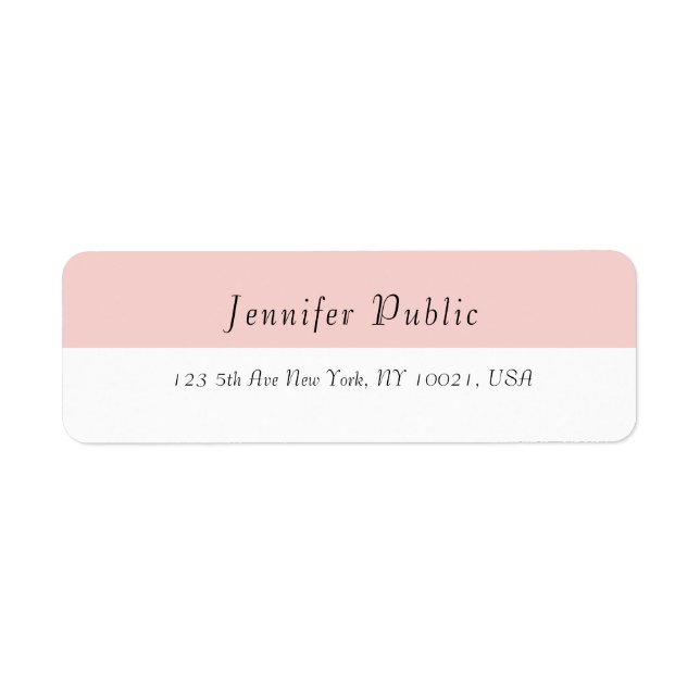 Blush Pink White Elegant Modern Simple Template Label (Front)