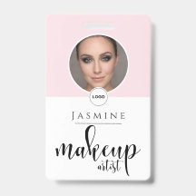 Blush Pink White Elegant Photo Makeup Artist ID
