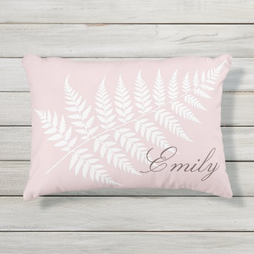 Blush Pink White Fern Elegant For Her or Him Outdoor Pillow