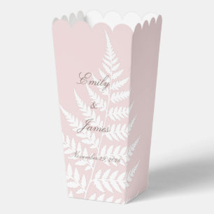 Blush Pink White Fern Elegant Pastel Popcorn Favor Boxes