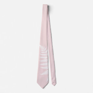 Blush Pink White Fern Simply Elegant Wedding Neck Tie