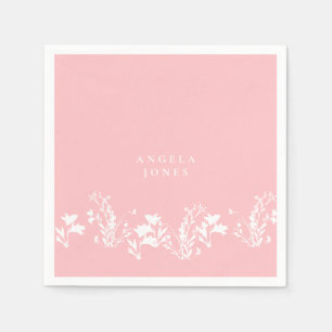 Blush Pink White Floral Custom Bridal Shower Napkins