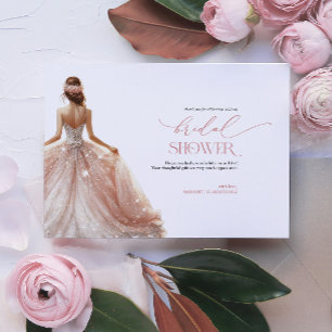 Blush Pink White Glam Gown Bridal Shower Thank You Invitation