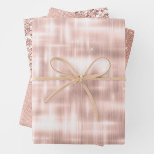 Blush Pink White Glam Wrapping Paper Sheets