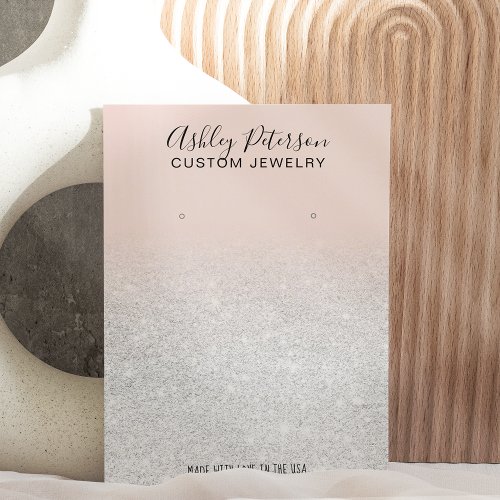 Blush pink white glitter jewelry earring display business card