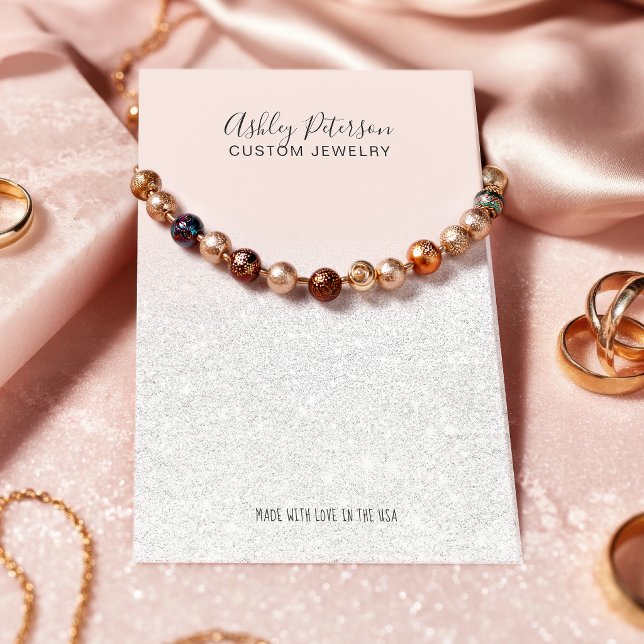Blush pink white glitter jewelry necklace display business card (Blush pink white glitter jewelry necklace display business card
)