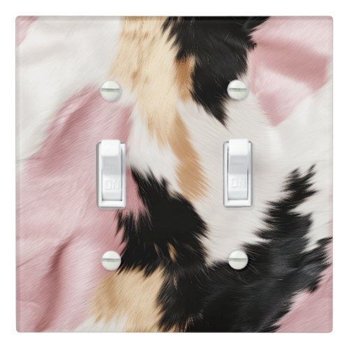 Blush Pink White Gold Black Cowhide Animal Light Switch Cover