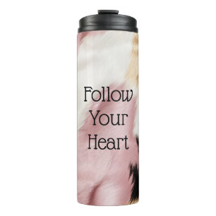 Blush Pink White Gold Black Cowhide Animal Thermal Tumbler